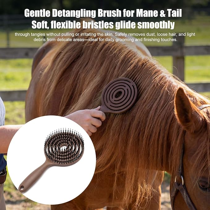 Horse Grooming Set with Mane & Tail Brush and Soft Cleaning Sponge – for Daily Coat Care, Removing Dirt, Sweat & Loose Hair