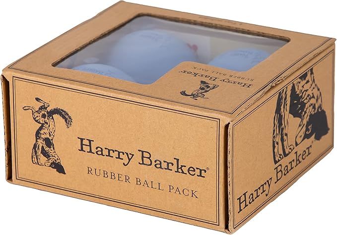 Harry Barker Natural Rubber Dog Fetch Balls, Durable High-Bounce Interactive Toy with Safety Air Vent, Treat-Stuffable Rubber Balls for Dogs, 3 Inch, 4-Pack