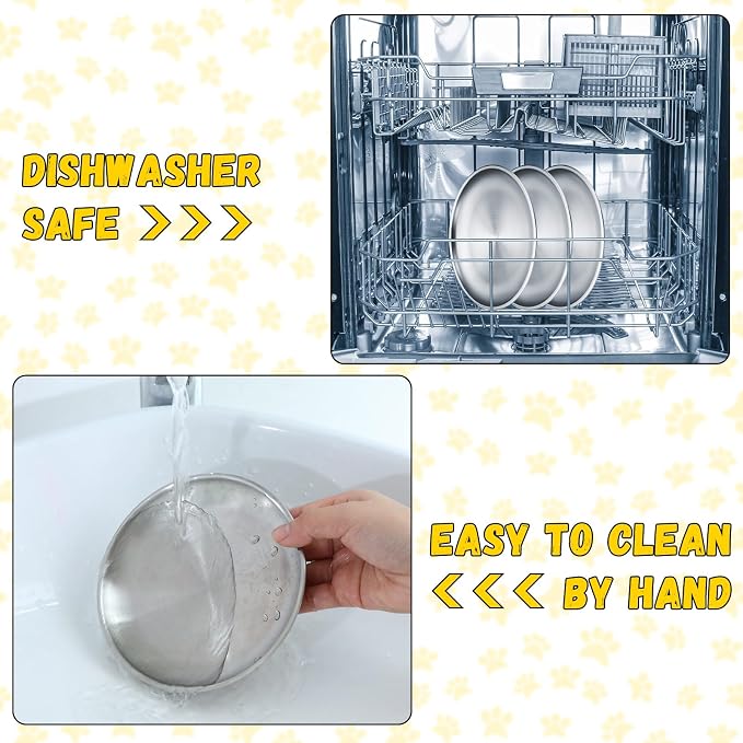Domensi 8 Pieces Stainless Steel Cat Bowls 5.5 Inch Wide Flat Cat Dish Small Plate for Kittens Ferrets Wet and Dry Food