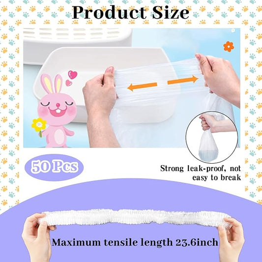 BNOSDM 50 PCS Rabbit Cage Liners Disposable Guinea Pig Cage Liner Hamster Tray Liner Plastic Small Animals Bedding Waste & Litter Pan Bag Universal Toilet Film for Bunny Hedgehog Ferret Rat
