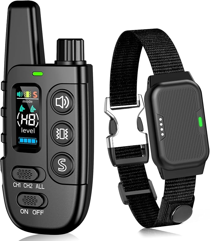 Shock Collar for Dogs, IP67 Waterproof Dog Training Collar with Remote Control, 3 Modes: Beep, Vibration, Safe Static, Rechargeable Adjustable for 15-110lbs Medium Large Dogs