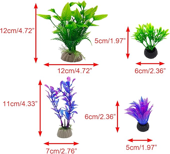 8PCS Aquarium Castle Decor, Resin Fish Tank Accessories with Artificial Plants for Saltwater Aquariums, Small Fish Tank Decor