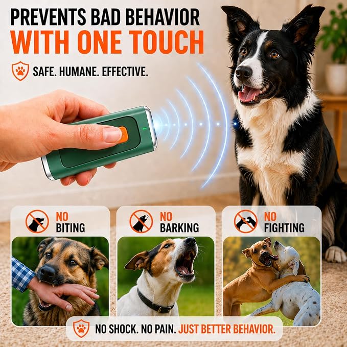 NEW 2026 Dog Bark Deterrent Device - Ultrasonic Anti Barking Device for Dogs - Humane Rechargeable Bark Control & Dog Training Tool for Small Medium Large Dogs - Indoor Outdoor Anywhere Daily