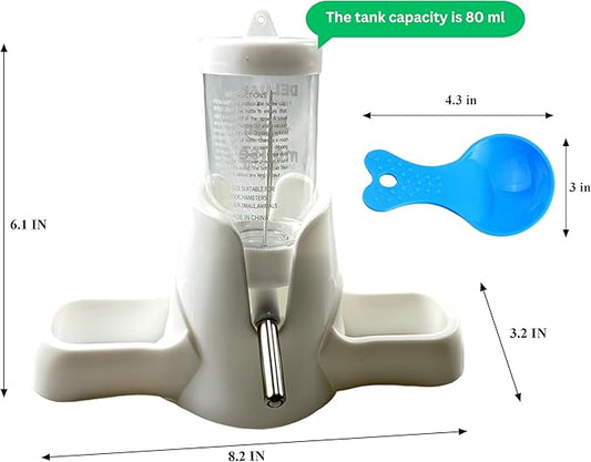 Hamster Water and Food Dispenser Set, Stand Water Bottle Holder Food the Bowl for Dwarf Hamsters Small Guinea Pigs Gerbil Hedgehog Small Animals Hamster Cage Accessories, Mini Pets Stuff (Blue, 80 ml)