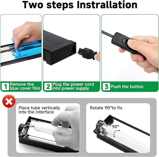 T5 UVB Reptile Light Fixture Upgrade Square HO UVB Bulb Lighting Combo Kit 10.0 UVB Light for Reptiles Terrarium Fluorescent 24W Reptile Light Bar UVA UVB Desert Lamp for Bearded Dragon Turtle Tank