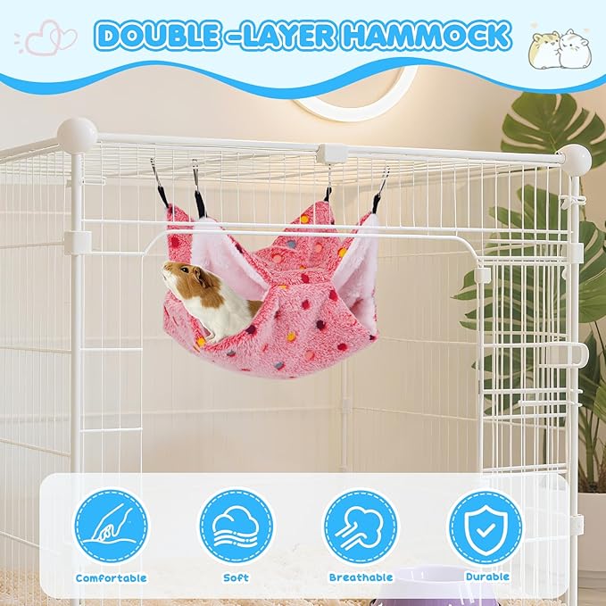 YedsIntu 3 Pcs Guinea Pig Hammock, Rat Ferret Hamster Hanging Hammock Guinea Pig Accessories for Small Animals Chinchilla Parrot Sugar Glider Ferret Squirrel (11"×11")