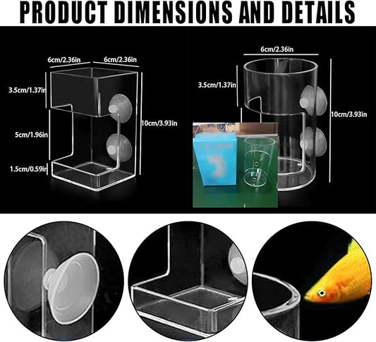 No Mess Aquarium Feeder, Acrylic Clear Fish Tank Feeder with Suction Cup, Preventing Food Scattering Feeding Tray Hollow Floating Sinking Shrimp Food Holders (Round,1)