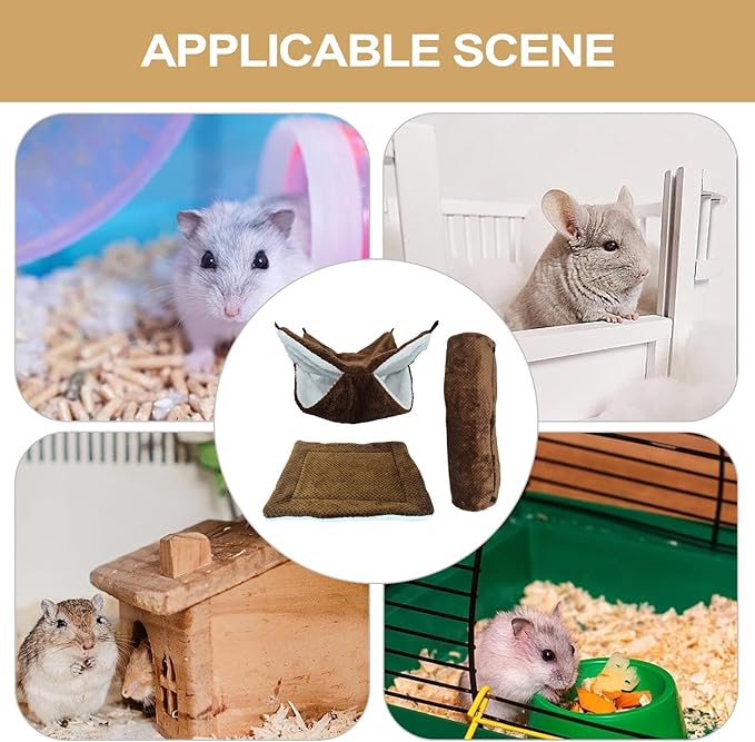 Plush Ferret Bed - Cave Tunnel Hammock Mat, Warm Small Animal Sleeping Nest | for Hamster Sugar Glider Ferret Resting Hiding Playing Climbing Indoor Winter