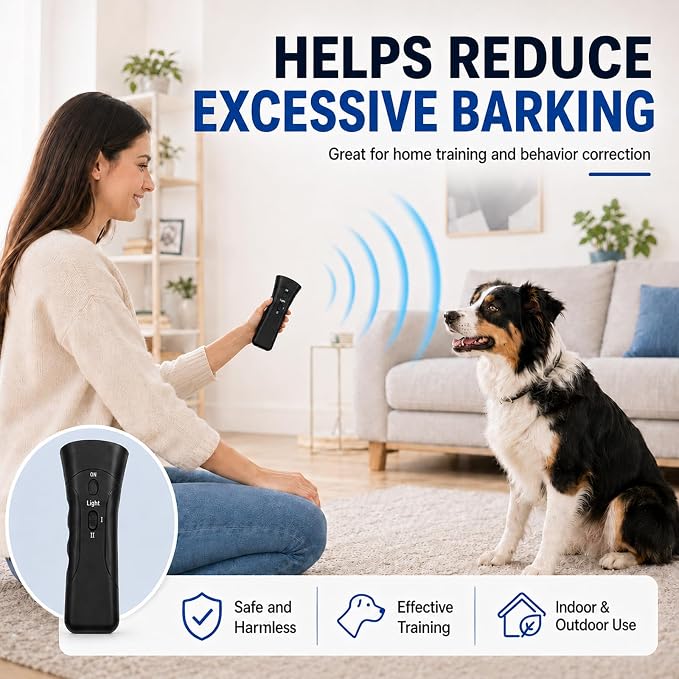Trainer Ultrasonic for Dogs, Anti Barking Device, 2-in-1 Handheld Dog Repeller, Bark Control Tool for Indoor & Outdoor (2PCS) | Suitable for all pets