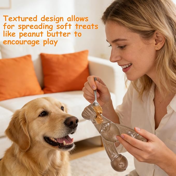 Large Dog Bones for Aggressive Chewers, Bacon Scented & Nylon Bone to Keep Them Busy, Durable Chew Toy for Medium & Large Breeds (25-80 lbs)