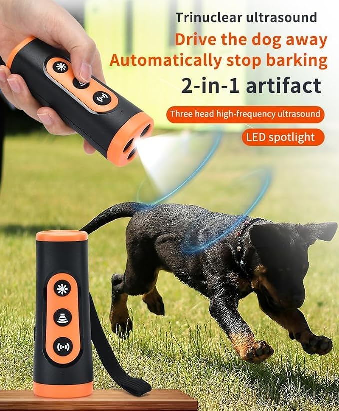 Ultrasonic Dog Bark Deterrent Device, Anti Barking Device for Dogs, Dog Training Stops Bad Behavior, Effective Control Range Ultrasonic 50ft, Flashlight & Beep | Safe for Human & Dogs