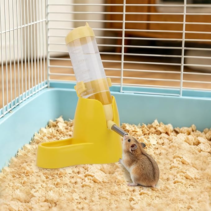 Litewoo 3 in 1 Hamster Water Bottle Small Animal Water Bottle with Food Container Base Hut Hanging Pet Automatic Feeding Drinking Dispenser for Dwarf Hamster Rats Mouse Gerbil Mice