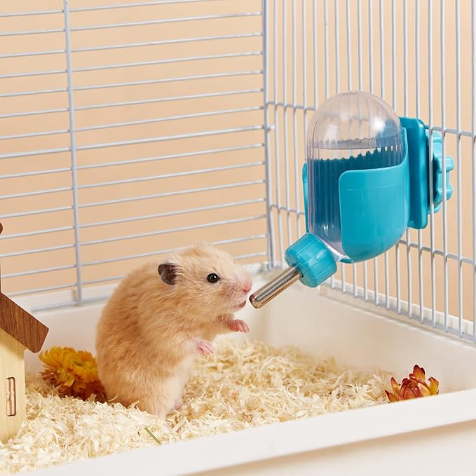 Hamster Water Bottle, 3.4 oz Freestanding Water Dispenser for Syrian Dwarf Hamster Mouse Rat Degu
