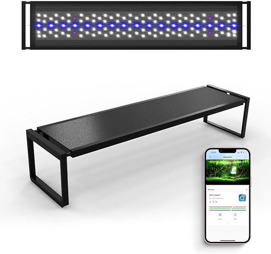 FZONE Aquarium Light for Plants, 24W LED Fish Tank Light for 18–24‘’, Full Spectrum with APP Control, Timer & Sunrise/Sunset (Light 45)