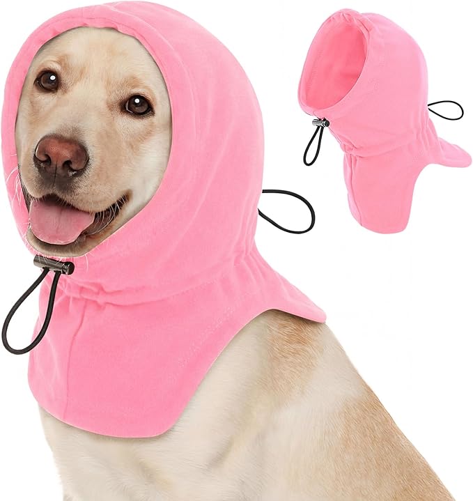 Dog Calming Hoodie Pet Ear Covers for Noise, Quiet Head Cover for Dogs, Pet Calming Hoodie Ear Covers Hood for Anxiety Relief and Calming Dog Neck and Ear, Pink S
