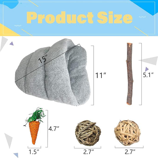 kathson Rabbit Cave Sleeping Bed Guinea Pig Hideout Cozy House Pet Soft Warm Fleece Winter Slipper Cushion Small Animal Nest Cage for Ferrets Squirrel Hamster Chinchilla Rat Hedgehog Bunny