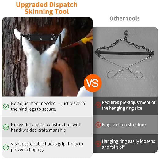 Meat Rabbit Dispatch Skinning Tool – Heavy Metal Rabbit Squirrel Small Game Skinning Gutting Tool for Humane Processing of Rabbits, Squirrels, and Other Small Animals
