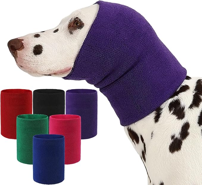 Dog Calming Hoodie and Ear Muffs – Soft Double-Layer Ear and Neck Cover for Anxiety Relief & Noise Protection, Elastic Pet Head Wrap for Grooming, Bath, Drying & Fireworks