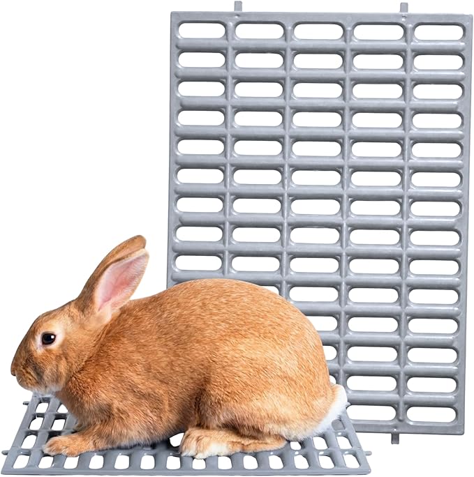 Premium Rabbit Cage Mats (Gray, 1 Pack) | Heavy Duty ABS Wire Floor Protectors | Prevent Sore Hocks & Feet for Bunnies | 15x10 in Floor Mat | Chew Resistant, Dishwasher Safe