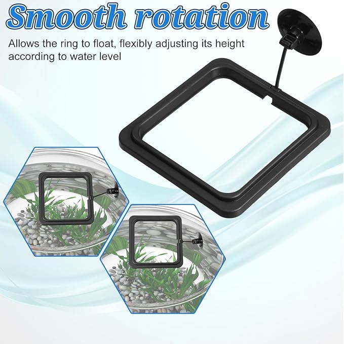 2 PCS Fish Feeding Ring, Aquarium Feeding Ring Floating Fish Feeder Rings with Strong Suction Cup for Guppy, Betta, Goldfish and Other Small Fishes (Square and Round Shape)