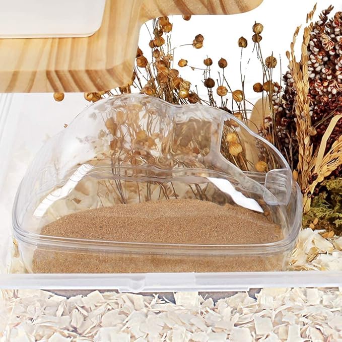 Hamster Small Animal Sand Bath Box Bathtub Critter's Bathroom with Bath Sand and Scoop Accessories for Mice Hedgehog Lemming Gerbils or Other Small Pets (Medium)