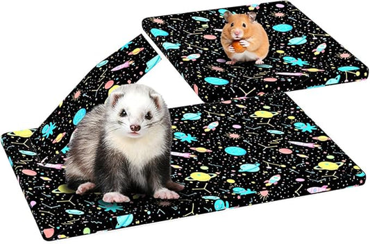 YKD Ferret Cage Liners for Ferret Nation & Critter Nation Cages, Waterproof Chinchilla Cage Accessories, Washable Bedding, for Ferrets, Chinchillas, Rats (Black, Bottom Pan Set)