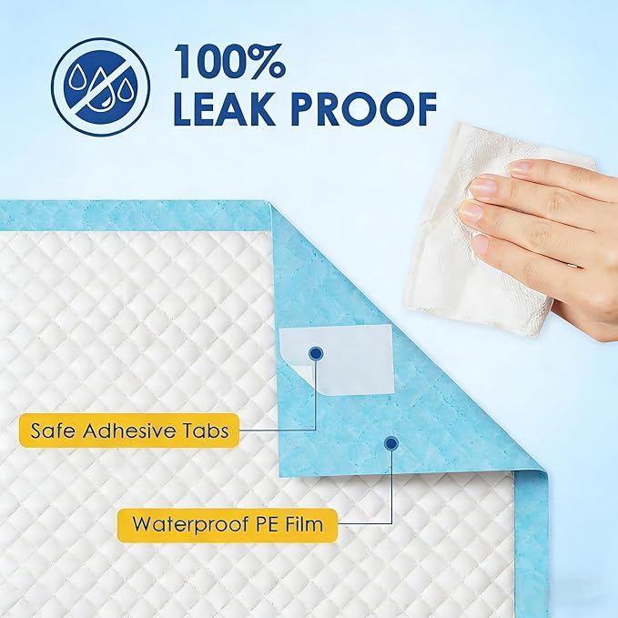 JollyMate Dog Pee Pads Extra Large 36"x36", 50 Pack 3X-Large Super Absorbent Pet Training Pads with Adhesive Tabs, 6 Layers Thick Leak-Proof Potty Pads for Dogs and Puppies
