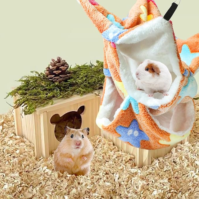 3-Tier Small Pet Hammock - Pet Hanging Nap Sack, Sleep Bag Bed, Hanging Bed for Multi-Pet Cages, Cage Hammock Beds for Rat, Ferret, Sugar Glider, Hamster, Squirrel