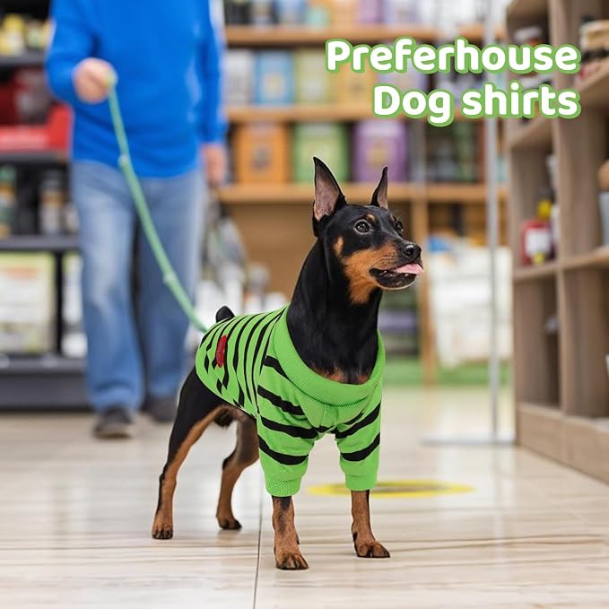 Dog Shirts for Small Dogs, Striped T-Shirts Dog Vest Pet Apparel Tee Shirts Spring Summer Suitable for Small and Medium Large Pets French Bulldog Bichon, Green S