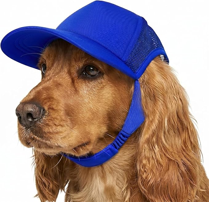 Tuff Pupper Dog Baseball Cap | UV Protection Dog Sun Hat | Breathable Lightweight Design | Secure Adjustable Chin Strap | Quick-Dry Fabric | Reinforced Brim | Small Medium Large Dogs (Blue, M)