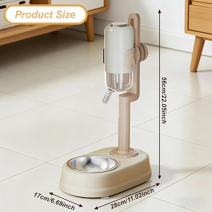 Pet Standing Water Dispenser Adjustable Height Multifunctional Pet Automatic Water Drinker for Small Animal Ferrets Cat Puppy, White
