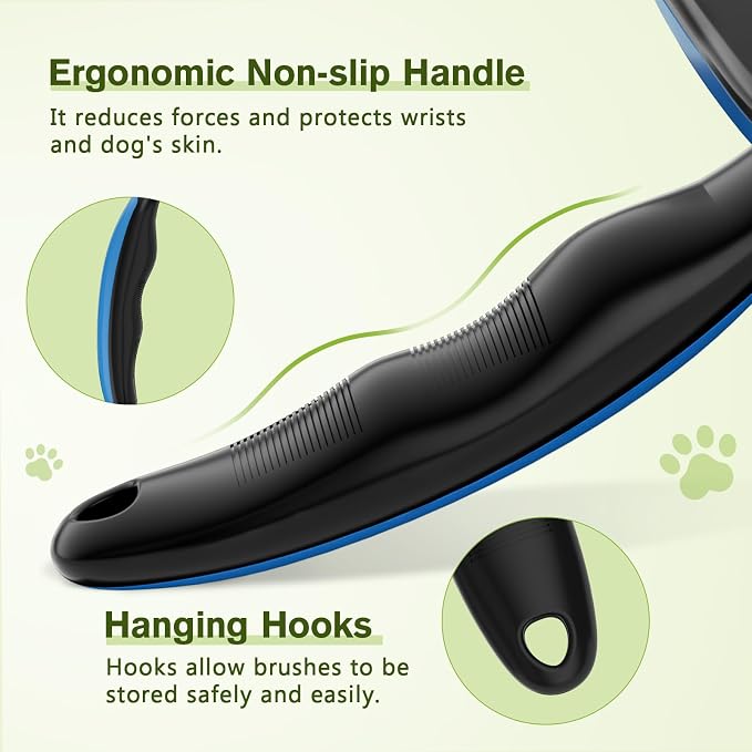 Pecute Skin Friendly Self-Cleaning Slicker Brush for Dog & Cat Shedding | 1 click clean, Lightweight, Undercoat hair removal, For short/long/double/white coats