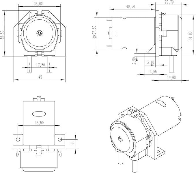Gikfun 12V DC Dosing Pump Peristaltic Dosing Head with Connector For Arduino Aquarium Lab Analytic Diy AE1207