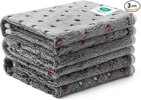 Luciphia 1 Pack 3 Blankets Super Soft Cute Dot Pattern Pet Blanket Flannel Throw for Dog Puppy Cat Small(23x16), Grey