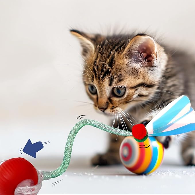 5pcs Interactive Cat Toys Ball Tail Accessories, 11.81 Inch Interactive Moving Dog Toys Replacement String, Rolling Pet Toy, Rope Parts for Bored Indoor Cats Pet Motion Activated