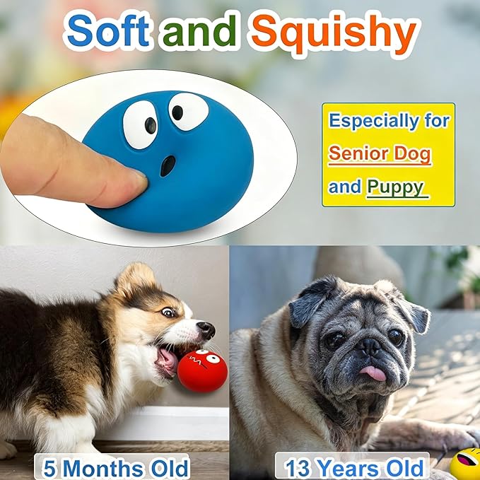 Latex Squeaky Dog Toys for Small Dogs & Mini Breeds - 4PCS Set Squeaky Dog Balls | Soft, Safe & Fun Chew Toys | Indoor & Outdoor Play