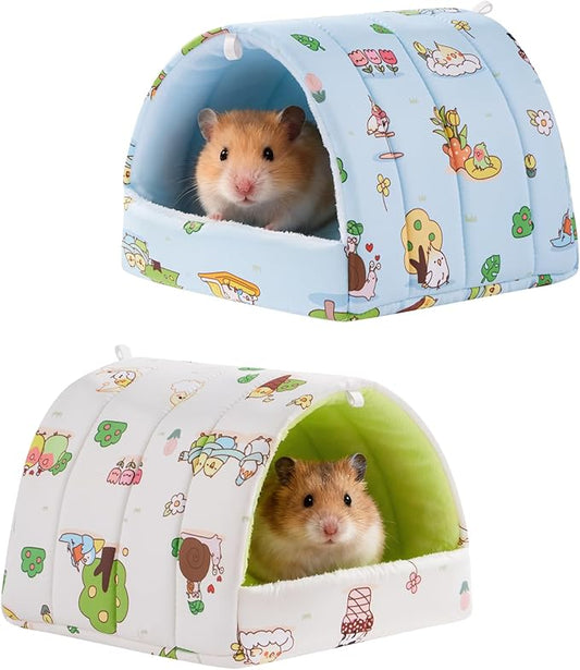 2 Pcs Guinea Pig Hideout Guinea Pig House,Washable Hamster Hideout Small Animal Cage Accessories for Mouse Chinchillas Hamsters Hedgehogs Ferrets Bearded Dragons and Rats