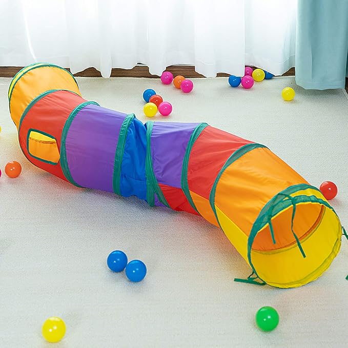 iCAGY Cat Tunnel for Indoor Cats, Rabbit Tunnel Toys, Pet Toys Play Tunnels for Cats Kittens Rabbits Puppies Crinkle Pop Up Dark Grey 47" Shape S