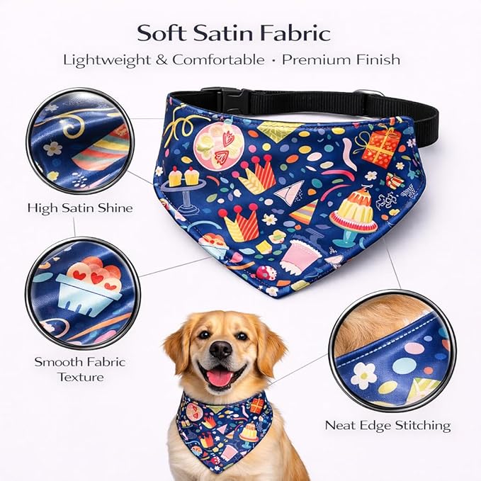 Luxury Satin Dog Bandana – Slip-On Collar Style, Premium Pet Scarf for Medium, Large & XL Dogs – Special Occasion Accessory (Collar Not Included) (Medium - Extra Large, Pudding)