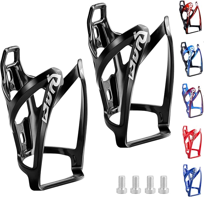 Suruid Bike Water Bottle Cage Ultra-Light Bicycle Bottle Holder Universal Bike Cup Holder Rack for Bicycle, Cycling, MTB, Road/Mountain Bikes 2 Pack - Black