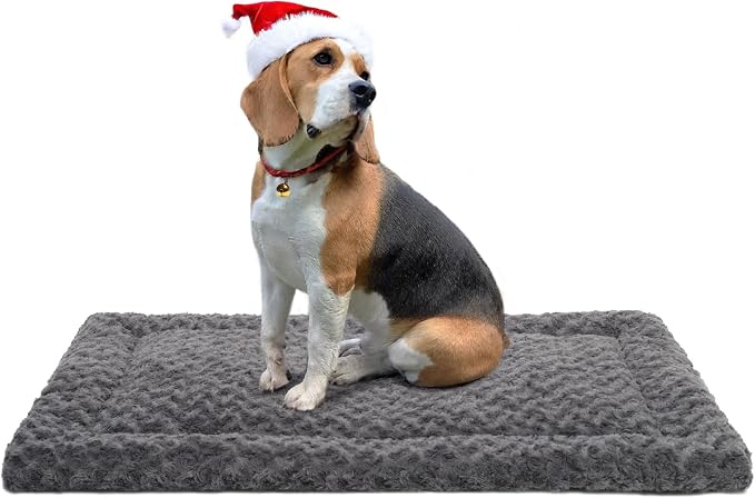Washable Dog Bed Reversible Dog Beds for Crate Soft Fluffy Kennel Pad Anti-Slip Pet Sleeping Mat for Large Jumbo Medium Small Dogs (Green, 30.00" x 19.00" x 1.50")