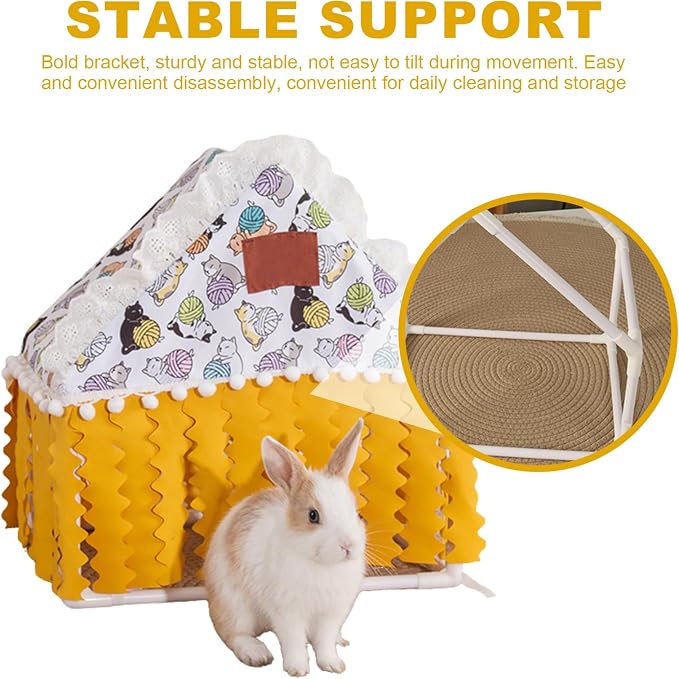 Guinea Pig Hideout Tunnel - Bunny Hideout, Machine Washable Guinea Pig Hide Tent Houses & Habitats, for Hamster Rabbit Rat Mice Parrot Chinchilla Hedgehog Flying Squirrel - Playing Sleeping(Triangle)