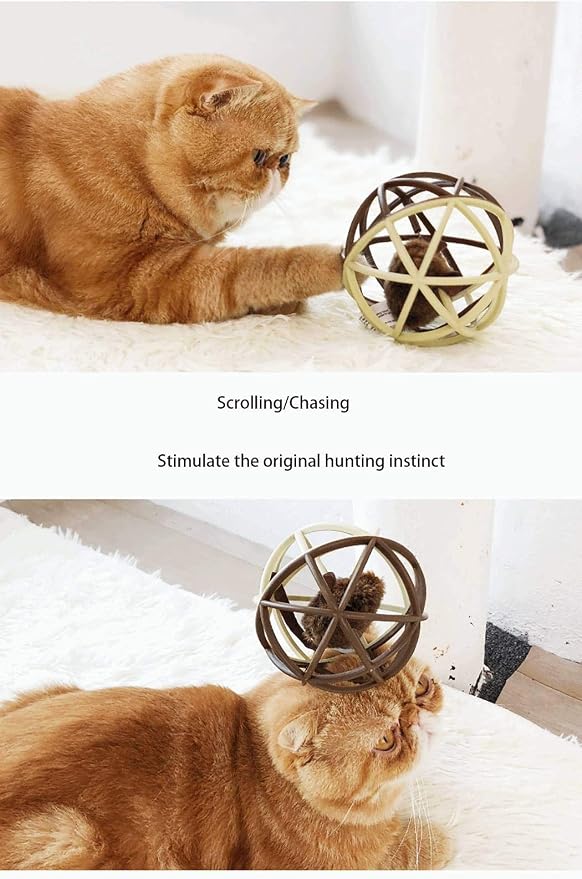 ALBOLET Cat Toy Ball，Cat Mouse Ball Cage Cat Mouse Toy Cat Ball Toy Squeak Mouse cat Toy,Cat Mouse Ball Toy