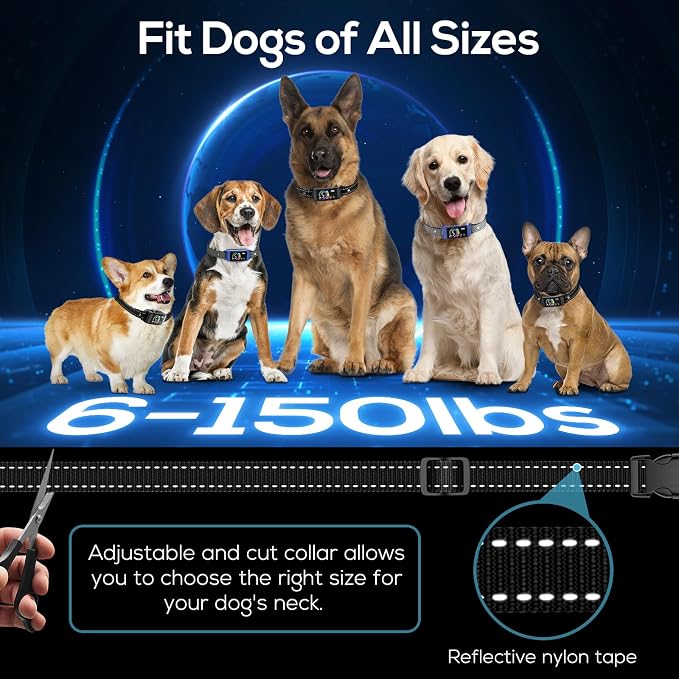 Bark Collar, 2 Pack Smart Dog Bark Collar for Large Medium Small Dogs, Anti Barking Device for Dogs Training Collar with Beep Vibration Harmless Shock, 5 Adjustable Sensitivity (Blue)