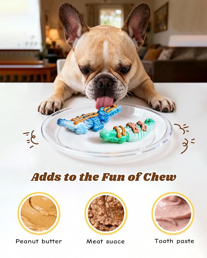 BoYoYo Tough Dog Toys for Aggressive Chewers 2 Pack, Indestructible Dog Toy for Large Dogs, Durable Dog Toys to Keep Them Busy for Large Breed, Teeth Cleaning and Training, Beef Flavor