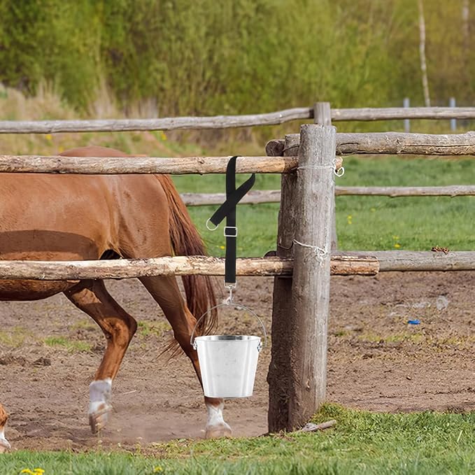 balacoo Adjustable Bucket Straps for Horses 4-Pack High-Strength Nylon Hanging Straps for Water Buckets Stall Accessories Secure Feeder Hanger for Equestrian Farm Use