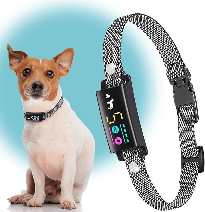 No Shock Bark Collar for Small Dogs 8-40 lbs - Beep & Vibration, Smart Screen, 5 Sensitivity, Anti-False Trigger, Magnetic Rechargeable, IP67 Waterproof, Black/Grey