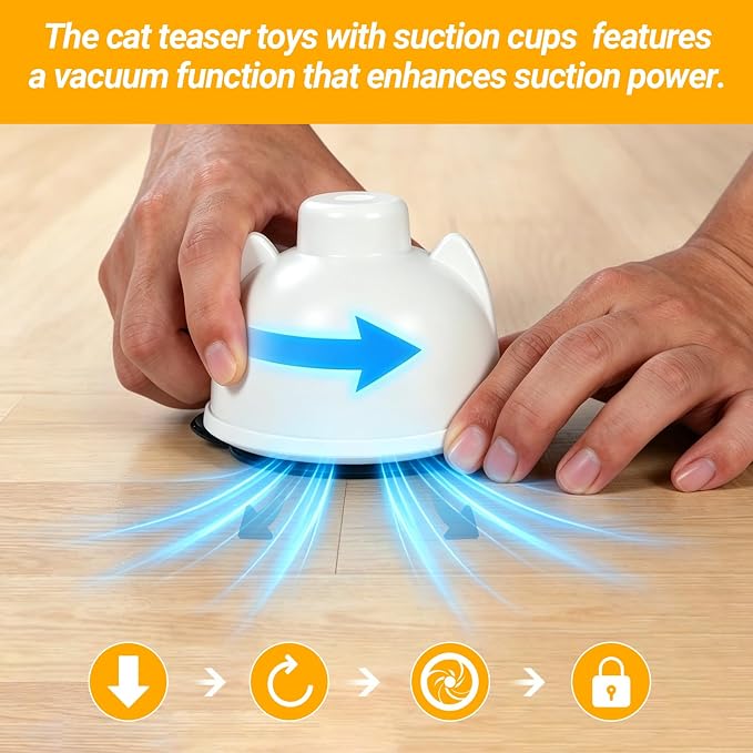 Interactive Cat Toys for Indoor Cats Toy Wand 360° Flying Bird Cat Toy | 2 Speed Adjustable Flying Bird Cat Toy Automatic Cats Toys with Self ON/OFF Feather Toy Suction Cup Electric Cat Teaser Wand