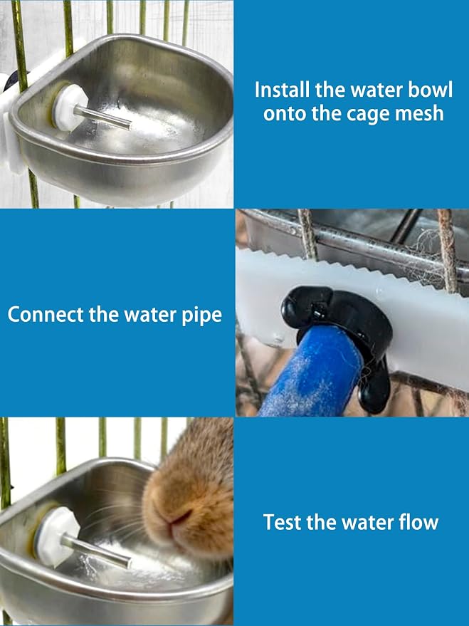 Rabbit Drinking Water Bowl, 10PCS Nipple Drinker, 3.54x2.60x1.18in Stainless Steel Rabbit Water Feeder, Anti Scratch, Removable Hanging Pet Cage Water Bowl