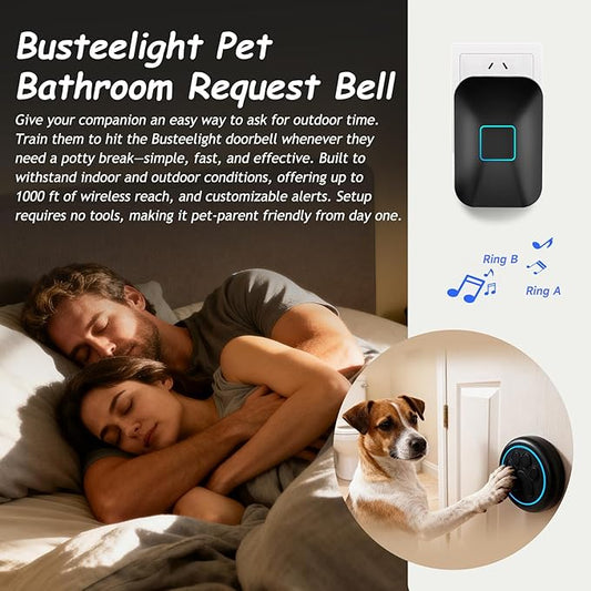 Halo Paw Smart Dog Door Bell – Touch-to-Ring BK Dog Bells to Go Outside, LED Light Wireless Dog Buttons & Dog Clicker for Communication, Waterproof Bell for Dogs to Ring to Go Potty(2 Bells & 1 Chime)